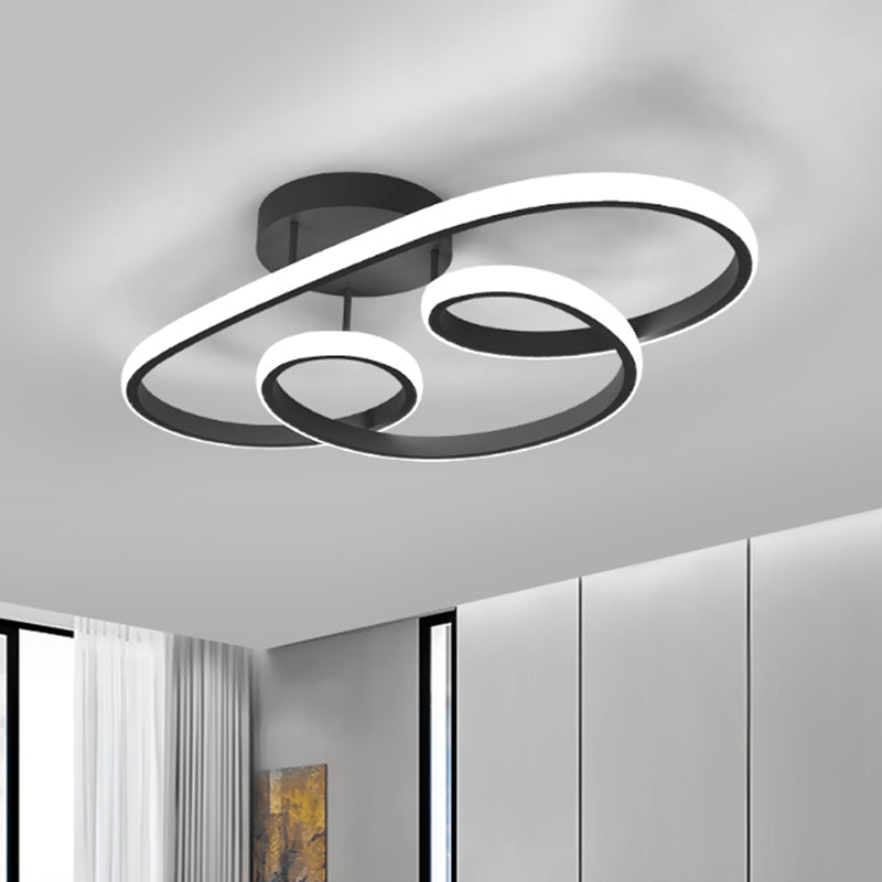 Plafonnier semi-encastré à LED Nordic avec cadre torsadé en acrylique - Noir