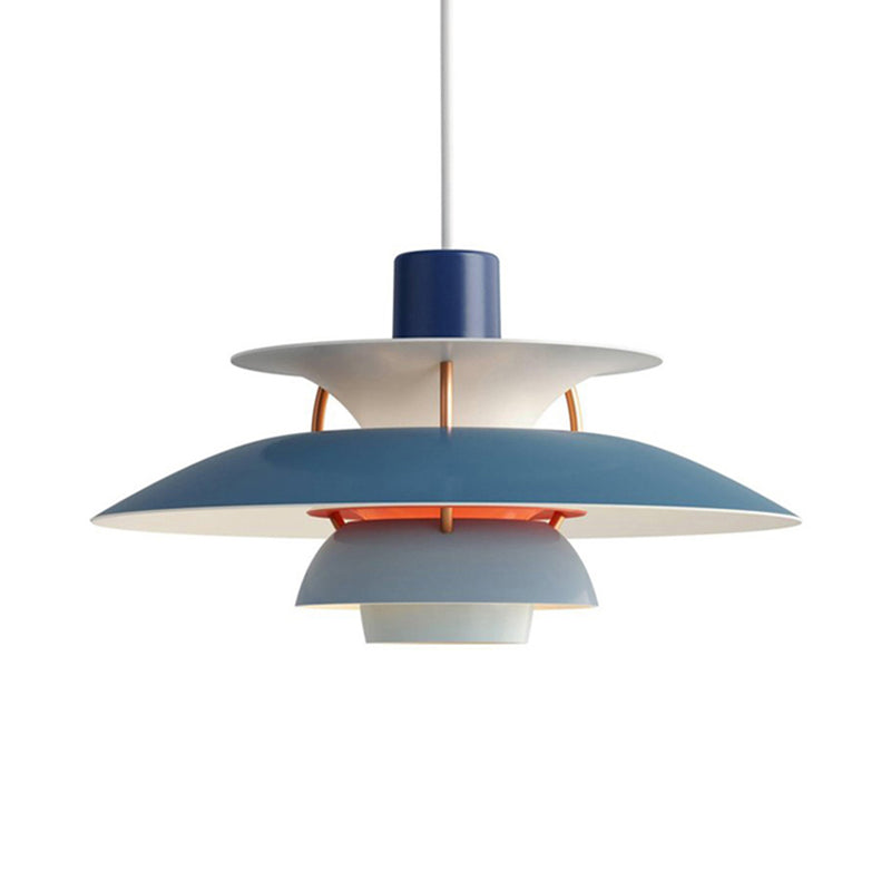 Macaron Style Aluminum Pendant Light with Flared Shade - 3 Layers, 1 Light, Black/Gray, 12"/16" Wide