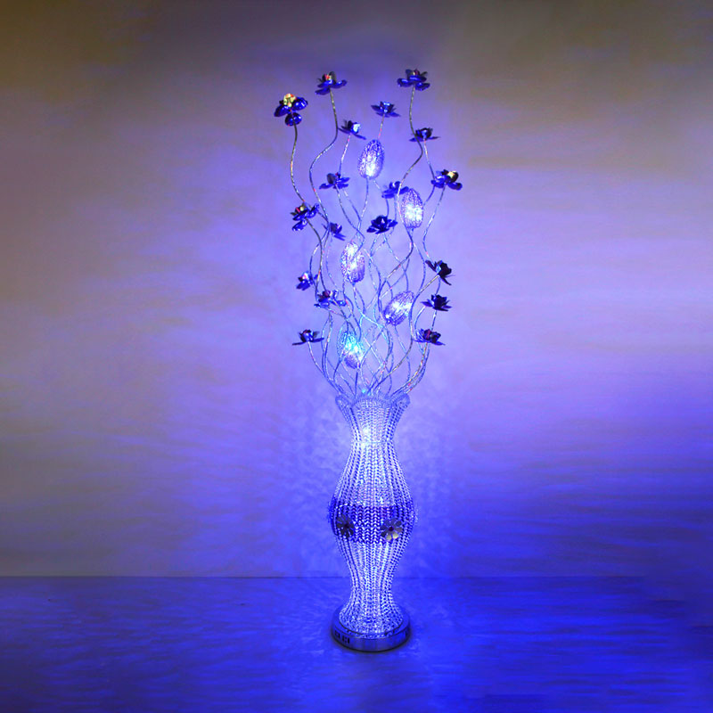 Swing Line Led Reading Floor Light - Aluminum Vase Shape Bloom Standing Lamp For Living Room Art