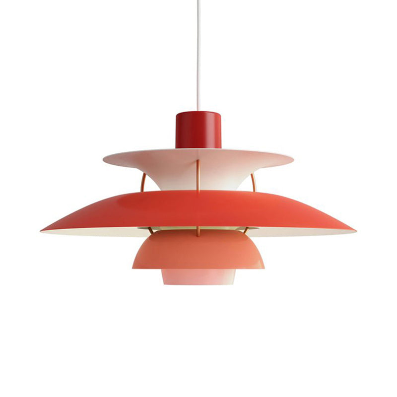 Macaron Style Aluminum Pendant Light with Flared Shade - 3 Layers, 1 Light, Black/Gray, 12"/16" Wide