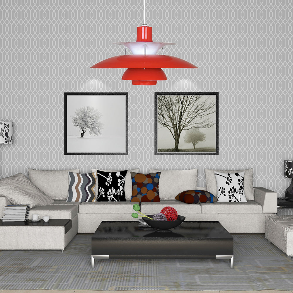 Macaron Style Aluminum Pendant Light with Flared Shade - 3 Layers, 1 Light, Black/Gray, 12"/16" Wide