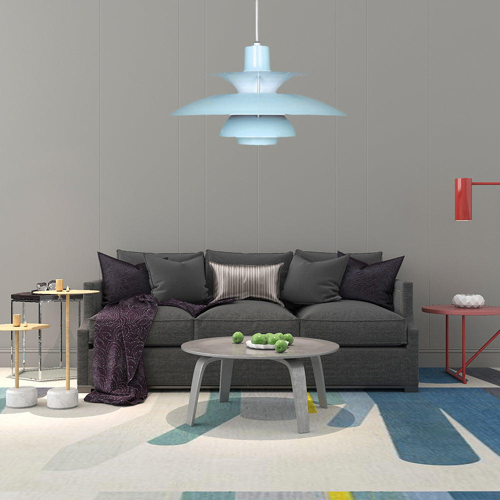 Macaron Style Aluminum Pendant Light with Flared Shade - 3 Layers, 1 Light, Black/Gray, 12"/16" Wide