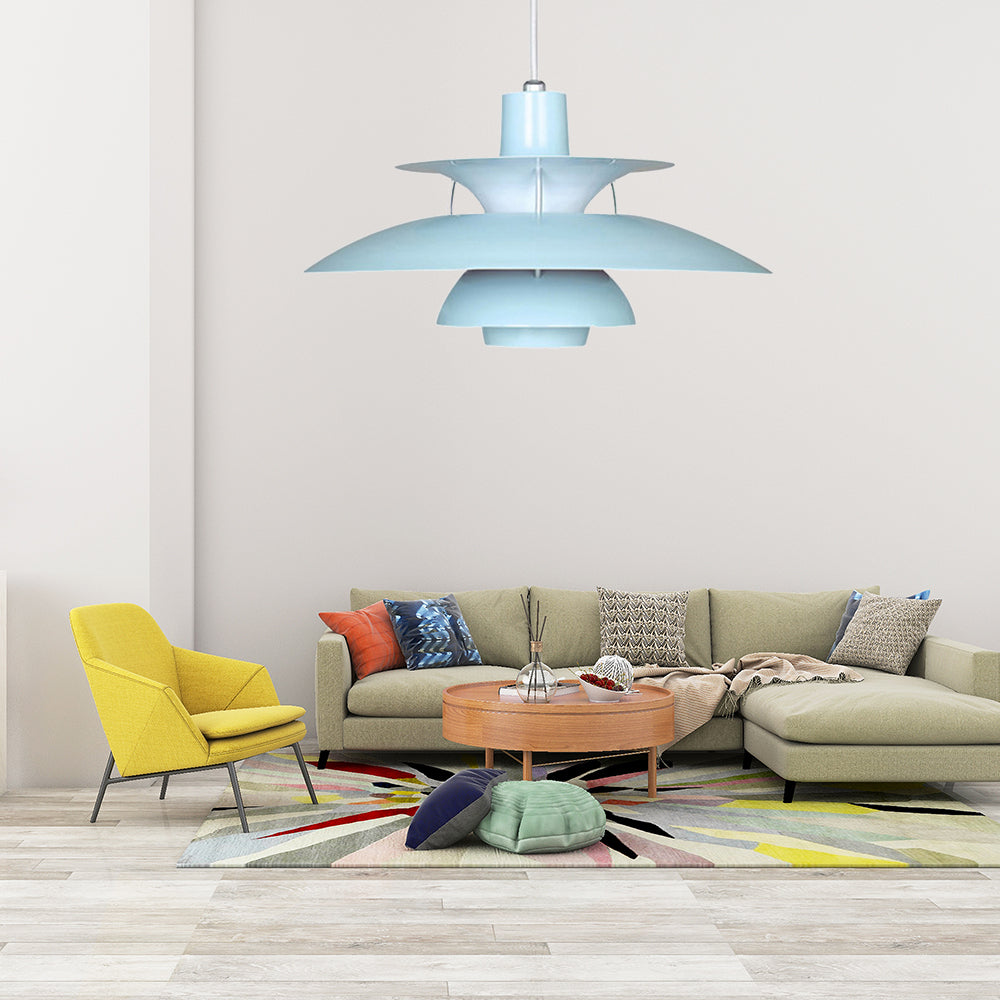 Macaron Style Aluminum Pendant Light with Flared Shade - 3 Layers, 1 Light, Black/Gray, 12"/16" Wide