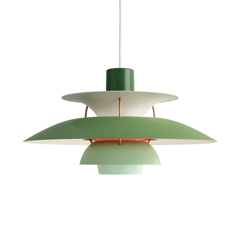 Macaron Style Aluminum Pendant Light with Flared Shade - 3 Layers, 1 Light, Black/Gray, 12"/16" Wide