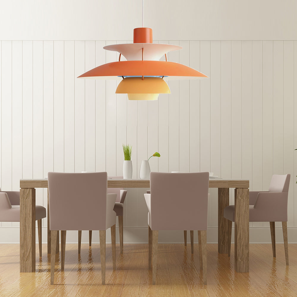 Macaron Style Aluminum Pendant Light with Flared Shade - 3 Layers, 1 Light, Black/Gray, 12"/16" Wide