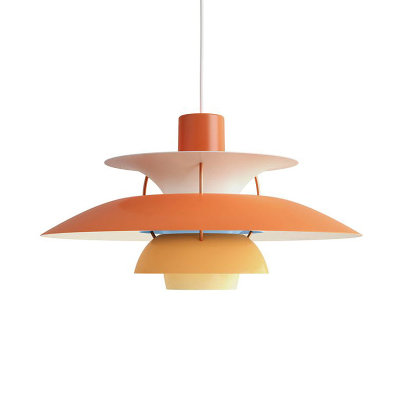 Macaron Style Aluminum Pendant Light with Flared Shade - 3 Layers, 1 Light, Black/Gray, 12"/16" Wide