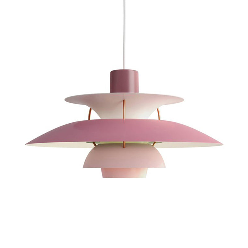 Macaron Style Aluminum Pendant Light with Flared Shade - 3 Layers, 1 Light, Black/Gray, 12"/16" Wide