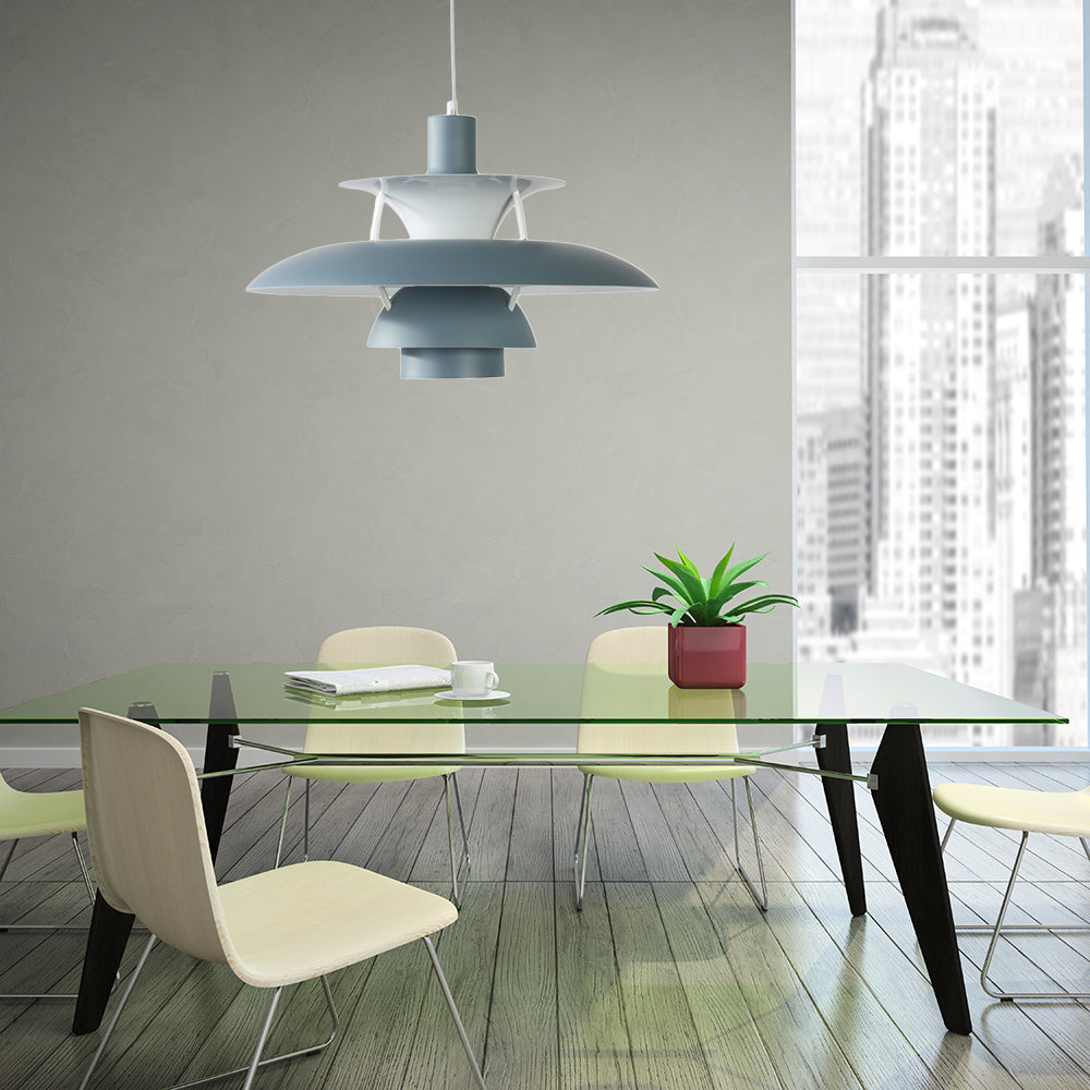 Macaron Style Aluminum Pendant Light with Flared Shade - 3 Layers, 1 Light, Black/Gray, 12"/16" Wide