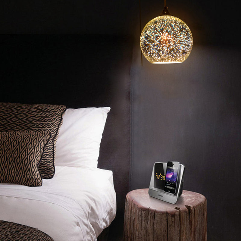 Modern Glass Orb Pendant Light for Bar & Cafe with Single Hanging Head