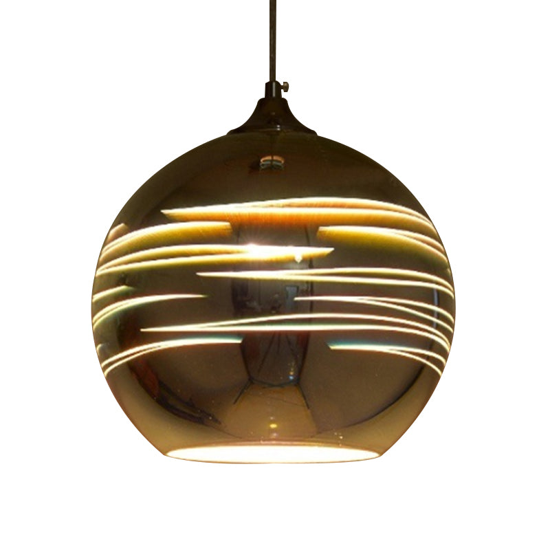 Lampe suspendue contemporaine en verre 3D Globe - Chrome/Or - 1 lampe - Large (6"/8"/10")
