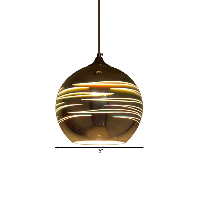 Lampe suspendue contemporaine en verre 3D Globe - Chrome/Or - 1 lampe - Large (6"/8"/10")