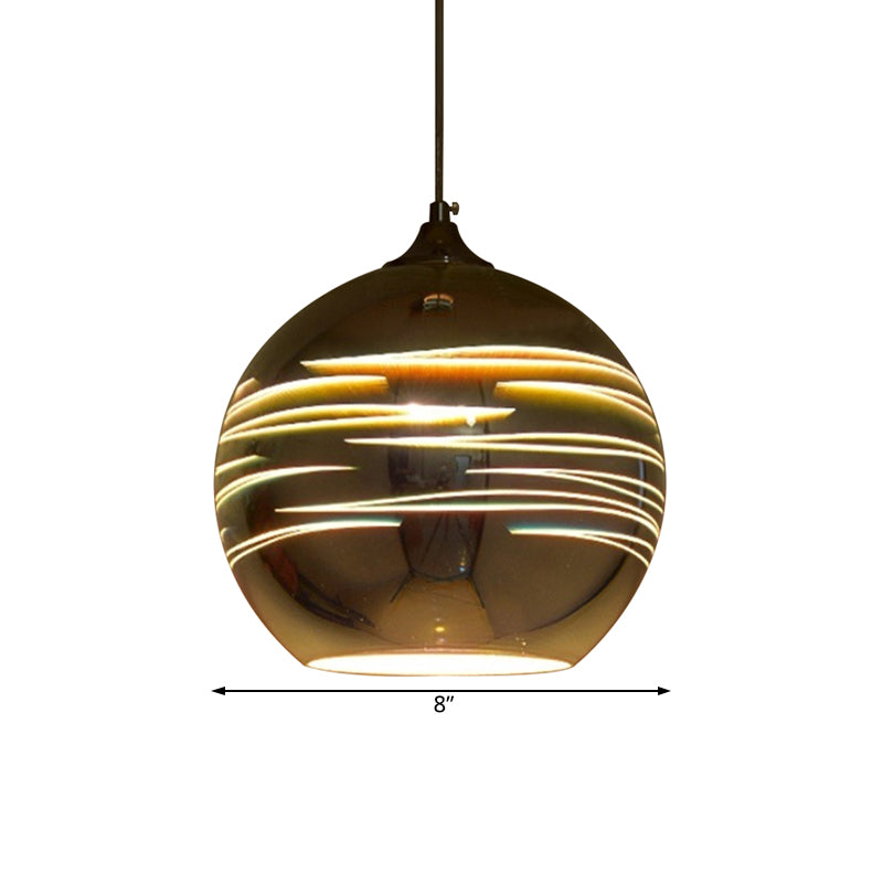 Lampe suspendue contemporaine en verre 3D Globe - Chrome/Or - 1 lampe - Large (6"/8"/10")