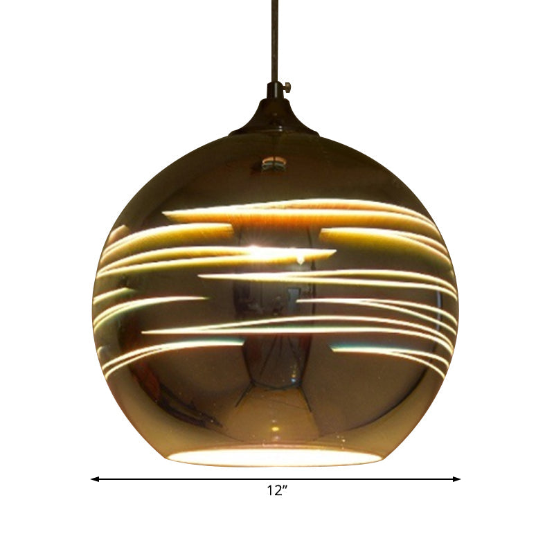 Lampe suspendue contemporaine en verre 3D Globe - Chrome/Or - 1 lampe - Large (6"/8"/10")