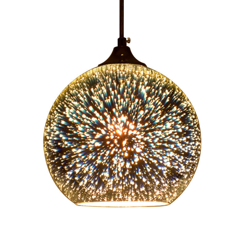 Lampe suspendue contemporaine en verre 3D Globe - Chrome/Or - 1 lampe - Large (6"/8"/10")