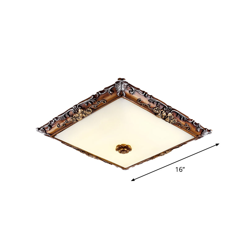 LED Crystal Flush Mount Light - 16"/19.5" Width - Brown Square - Living Room Lighting Fixture