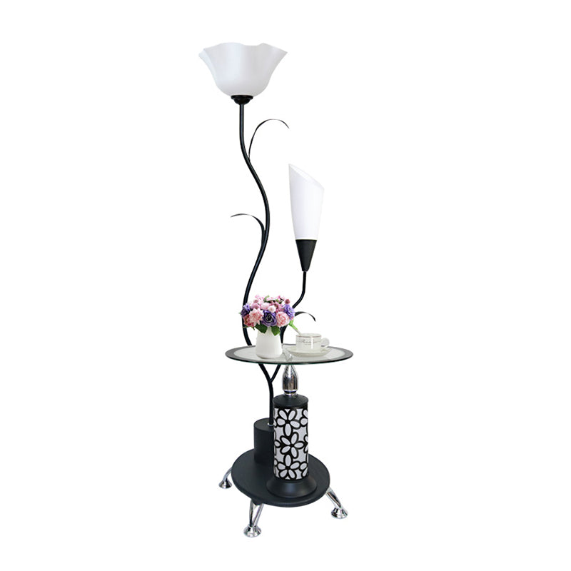 Rustic 2-Head Branch-Like Metallic Floor Lamp For Guest Room - Black/White