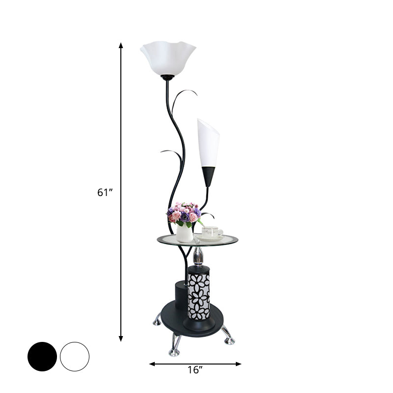 Rustic 2-Head Branch-Like Metallic Floor Lamp For Guest Room - Black/White
