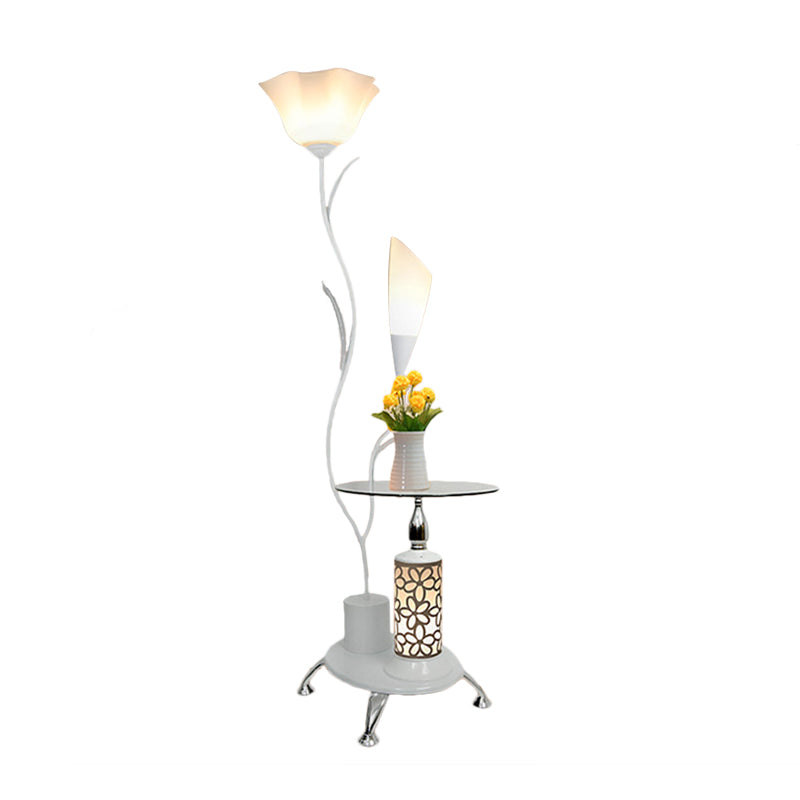 Rustic 2-Head Branch-Like Metallic Floor Lamp For Guest Room - Black/White