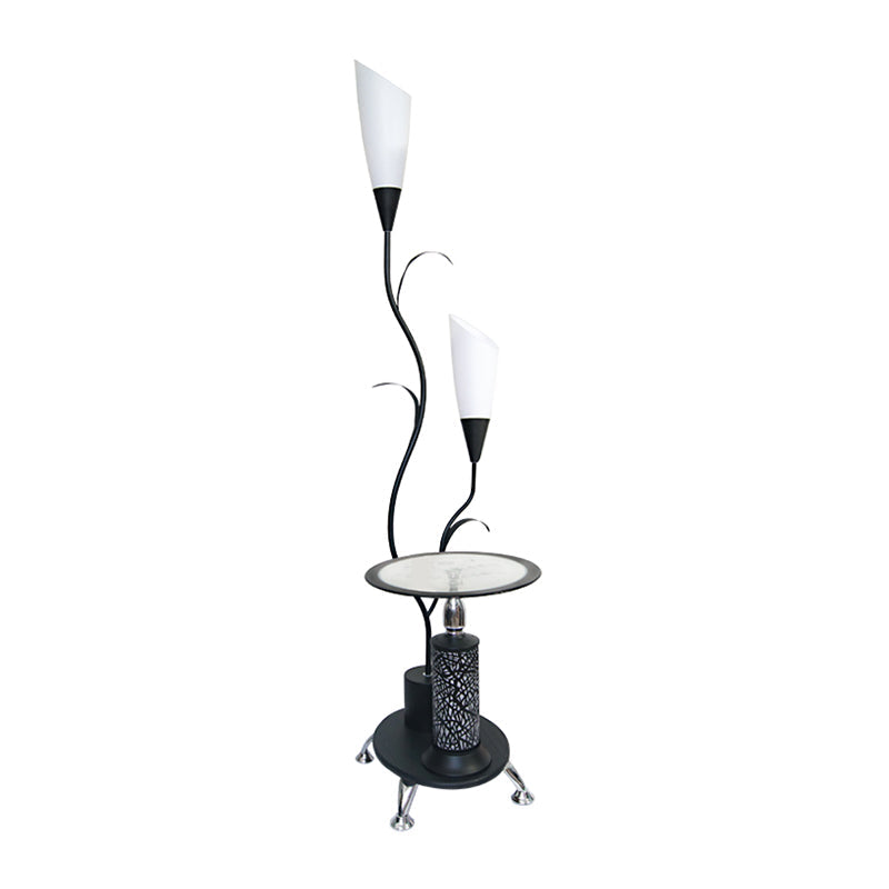 Rustic Branch Shaped Standing Lamp - 2 Bulbs Metallic Finish White/Black Guest Room Floor Light