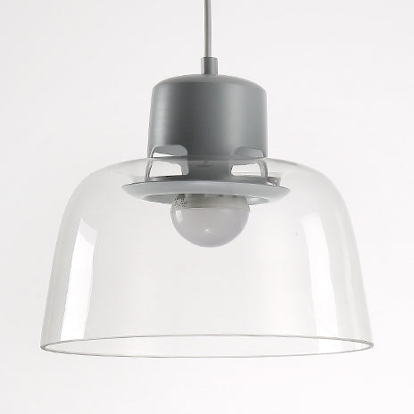 Post Modern Clear Glass Pendant Lamp With Grey Blue And Green Bowl Design