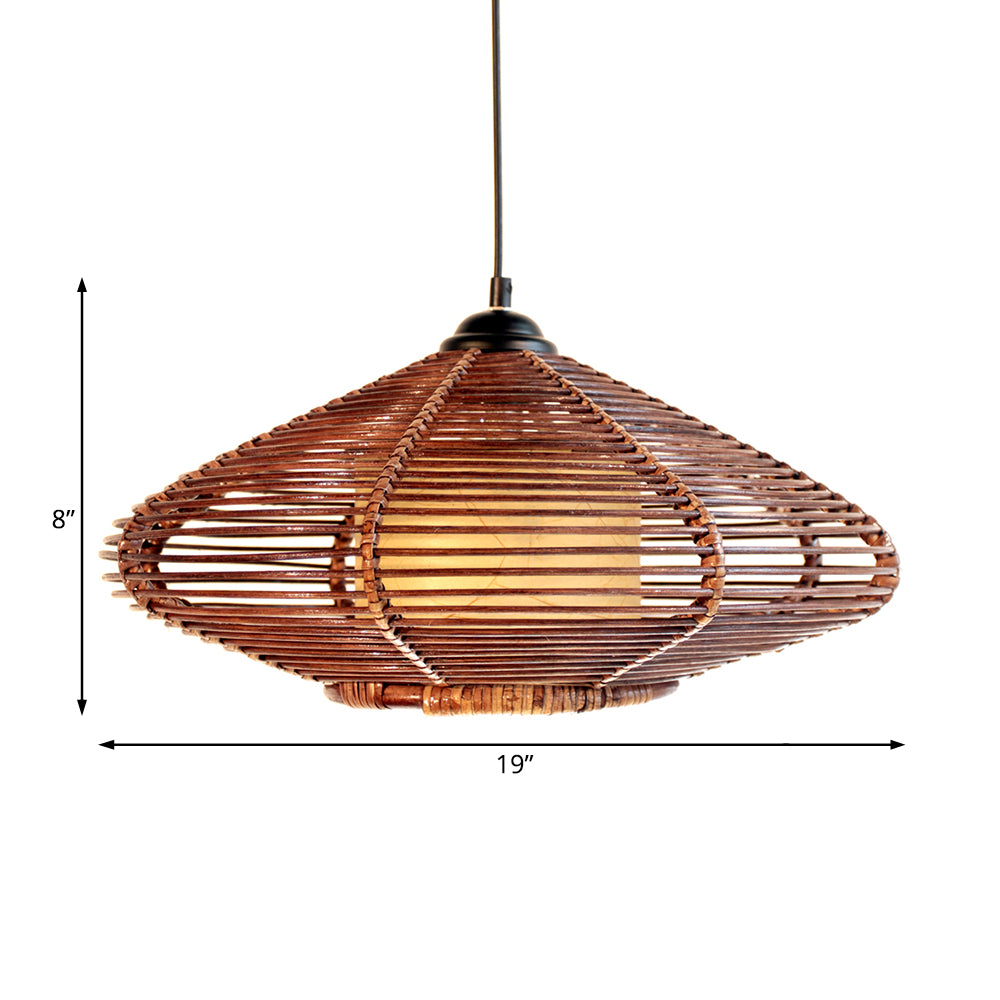 Vera - Suspension en rotin tressé à la main de style asiatique en marron