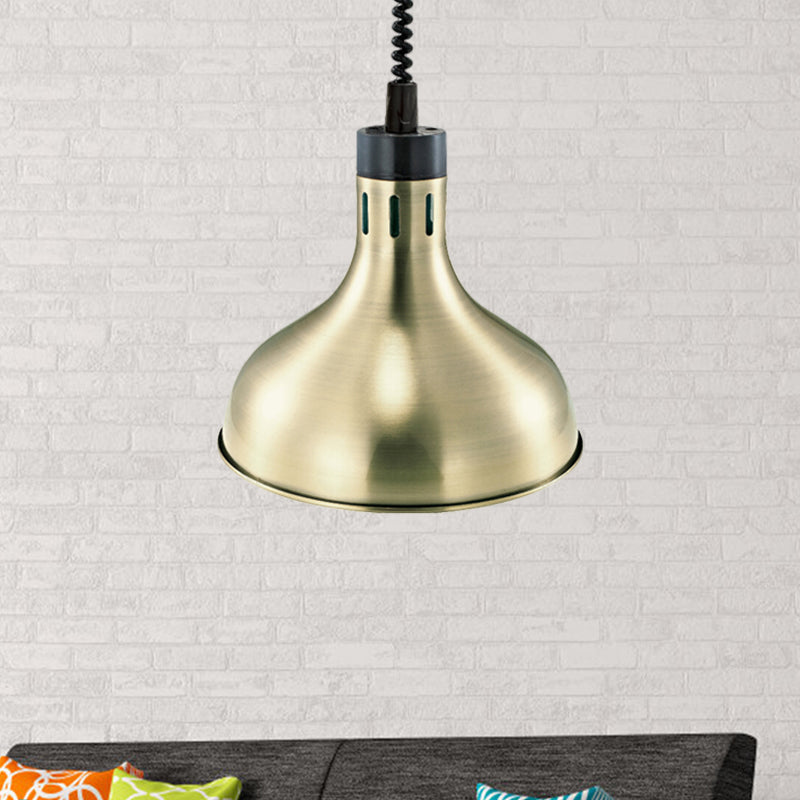 Vintage Dome Hanging Lamp With Extendable Arm 1-Light Metallic Ceiling Fixture In Bronze/Copper For