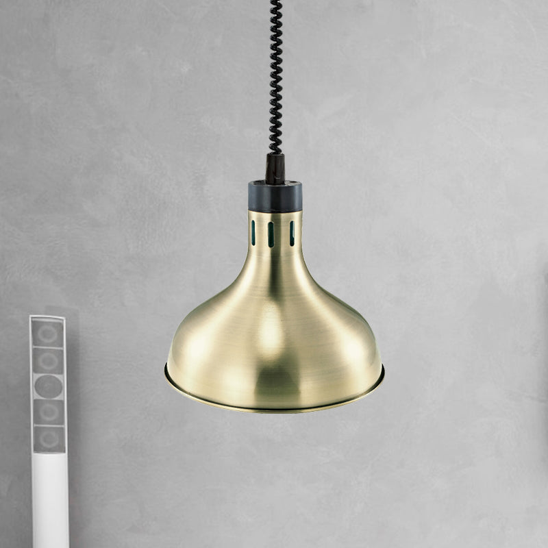 Vintage Dome Hanging Lamp: Extendable 1-Light Metallic Ceiling Fixture in Bronze/Copper for Kitchen