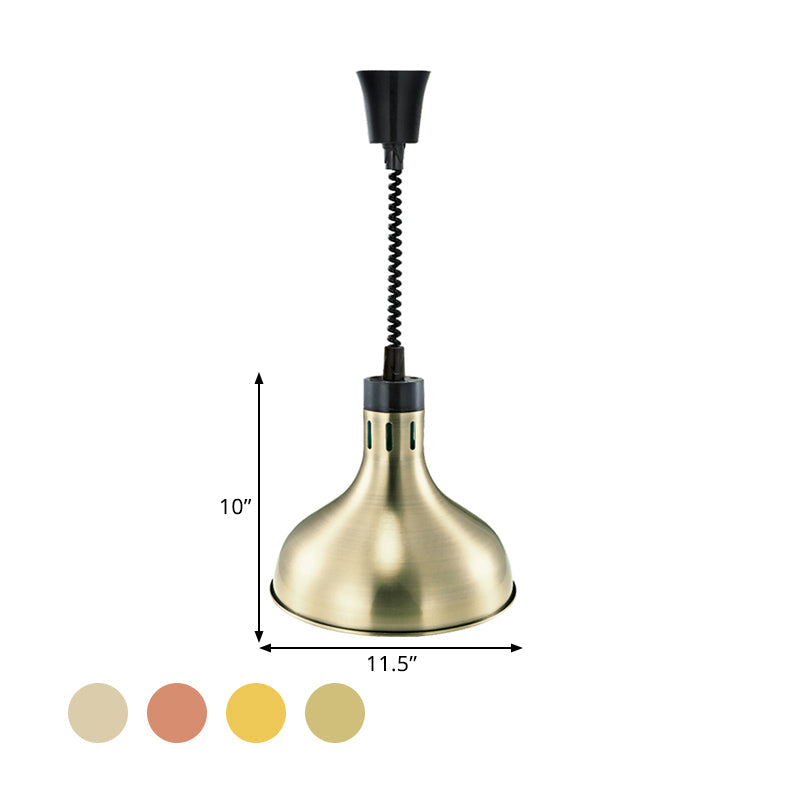 Vintage Dome Hanging Lamp With Extendable Arm 1-Light Metallic Ceiling Fixture In Bronze/Copper For