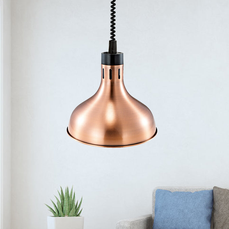Vintage Dome Hanging Lamp: Extendable 1-Light Metallic Ceiling Fixture in Bronze/Copper for Kitchen