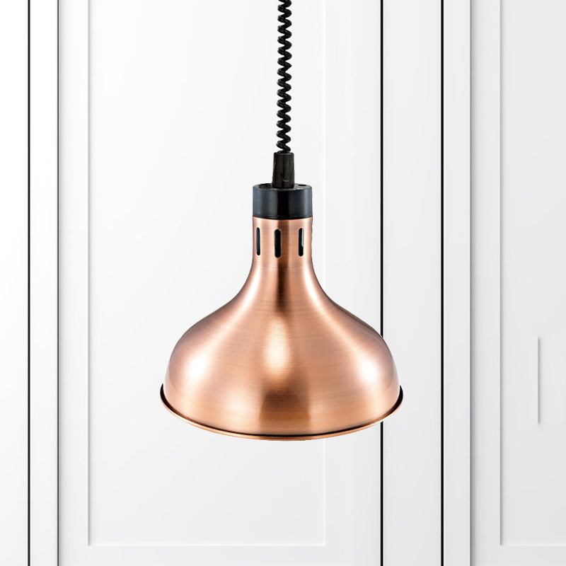 Vintage Dome Hanging Lamp With Extendable Arm 1-Light Metallic Ceiling Fixture In Bronze/Copper For