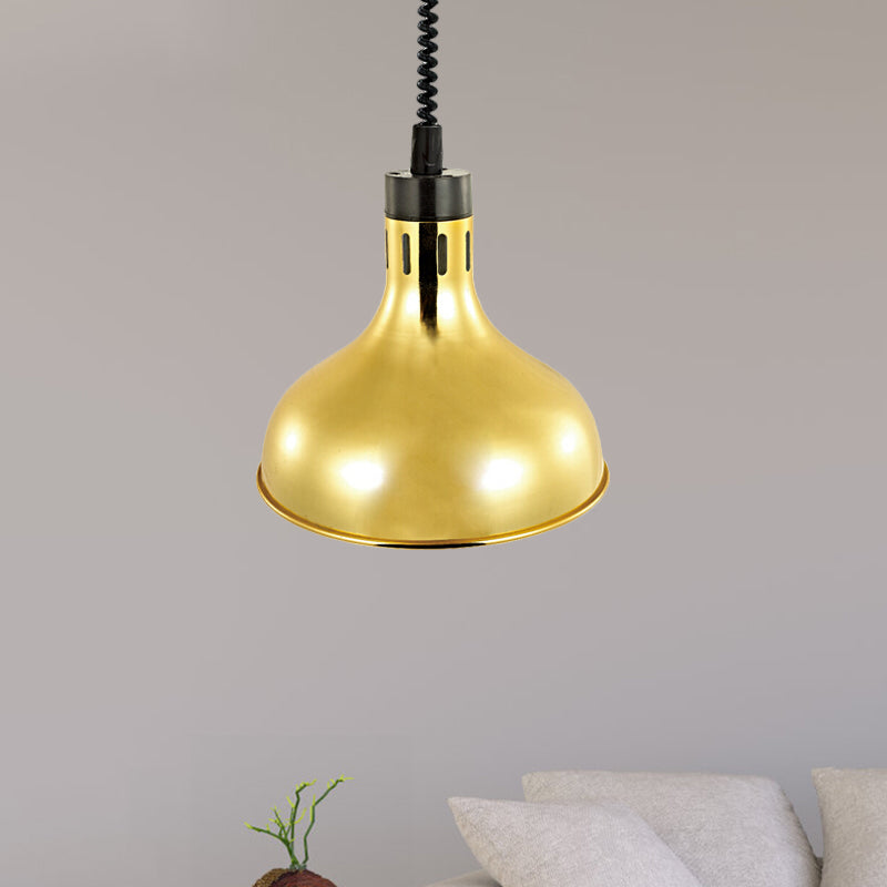 Vintage Dome Hanging Lamp: Extendable 1-Light Metallic Ceiling Fixture in Bronze/Copper for Kitchen
