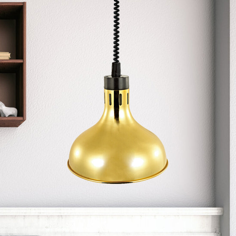 Vintage Dome Hanging Lamp: Extendable 1-Light Metallic Ceiling Fixture in Bronze/Copper for Kitchen