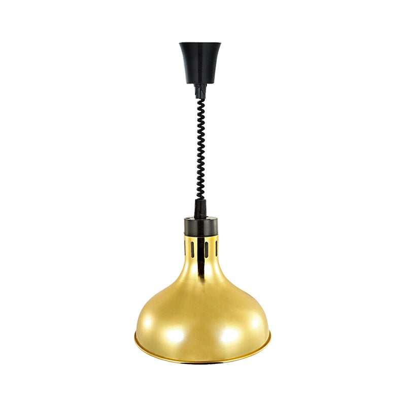 Vintage Dome Hanging Lamp With Extendable Arm 1-Light Metallic Ceiling Fixture In Bronze/Copper For