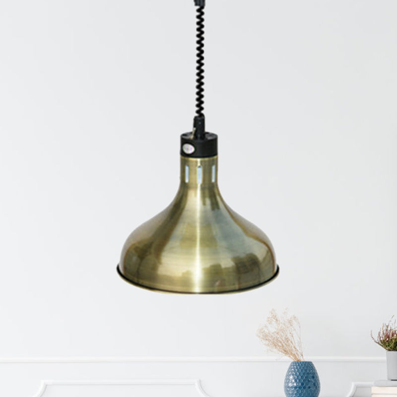 Vintage Dome Hanging Lamp With Extendable Arm 1-Light Metallic Ceiling Fixture In Bronze/Copper For