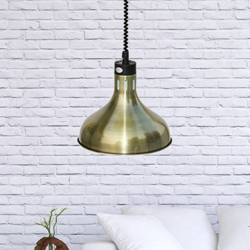Vintage Dome Hanging Lamp With Extendable Arm 1-Light Metallic Ceiling Fixture In Bronze/Copper For