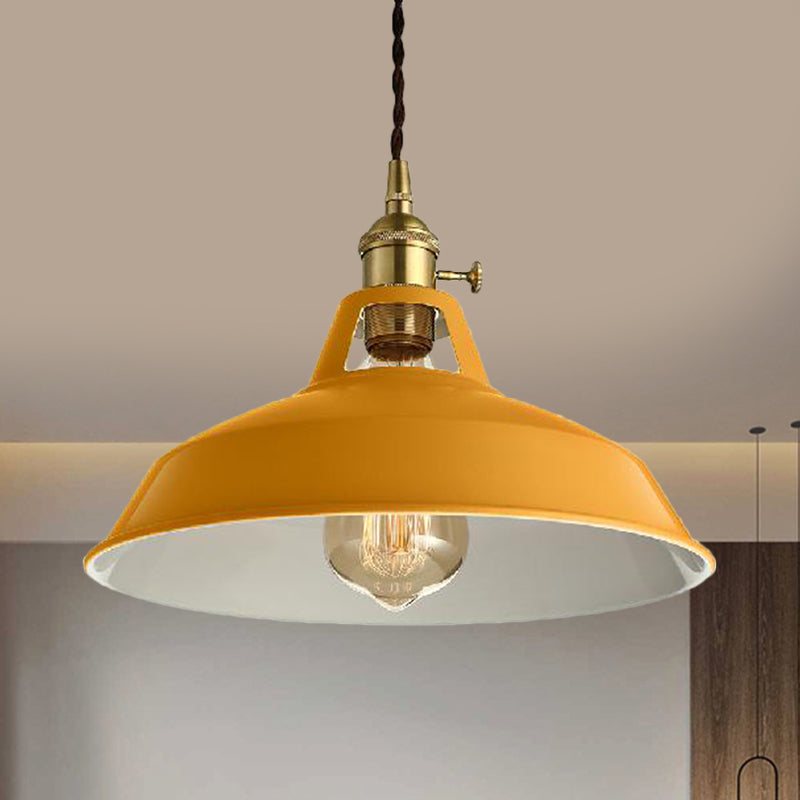 Barn Style Metal Pendant Light with Blue/Green Shade - Perfect for Dining Room