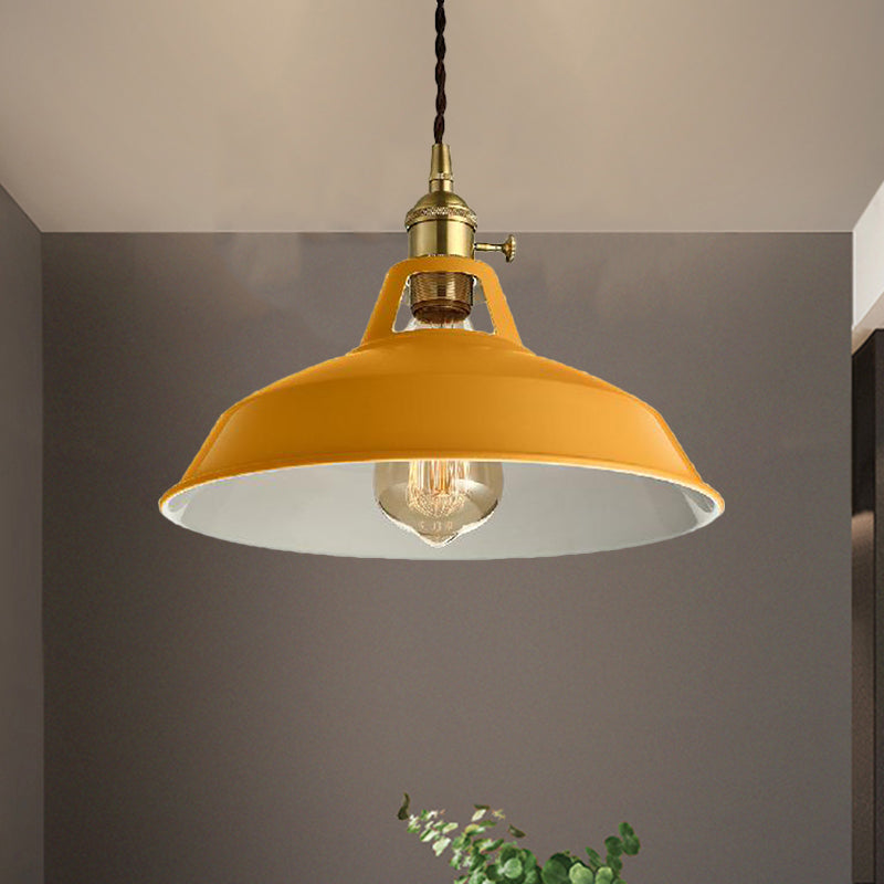 Barn Shade Pendant Light - Loft Style Metal Hanging Lamp In Blue/Green Ideal For Dining Room
