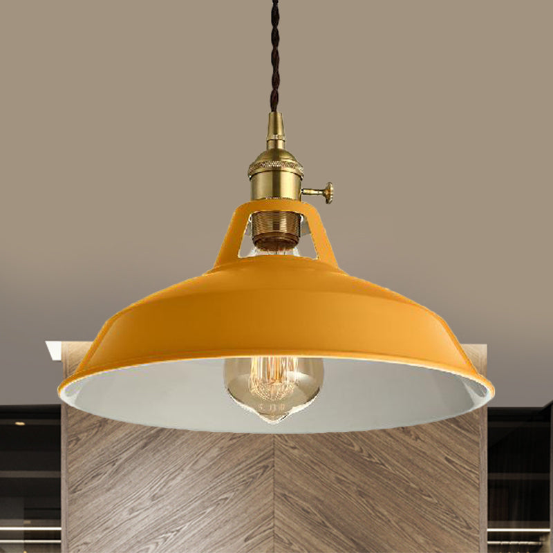 Barn Shade Pendant Light - Loft Style Metal Hanging Lamp In Blue/Green Ideal For Dining Room