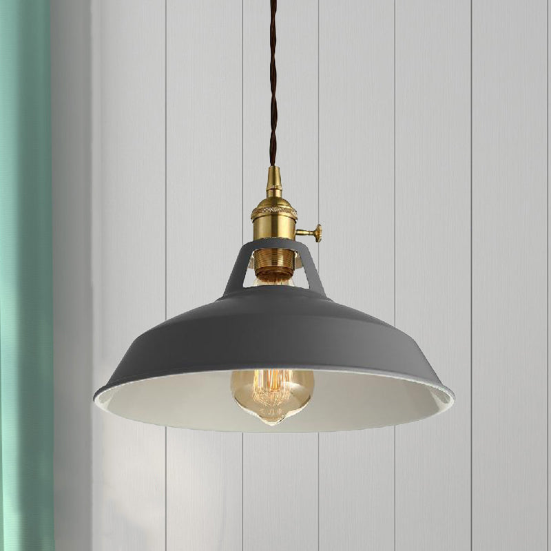 Barn Shade Pendant Light - Loft Style Metal Hanging Lamp In Blue/Green Ideal For Dining Room