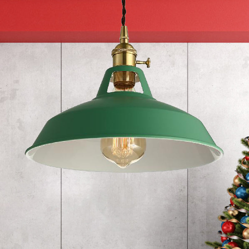 Barn Style Metal Pendant Light with Blue/Green Shade - Perfect for Dining Room