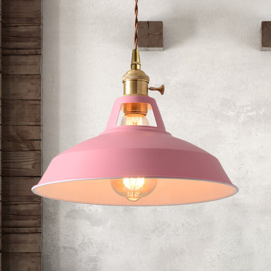 Barn Style Metal Pendant Light with Blue/Green Shade - Perfect for Dining Room