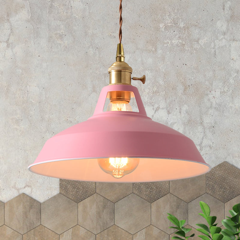 Barn Shade Pendant Light - Loft Style Metal Hanging Lamp In Blue/Green Ideal For Dining Room