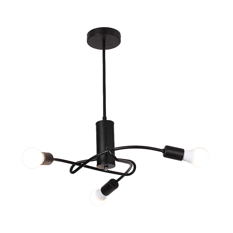 Lustre industriel vintage en métal noir avec ampoules apparentes - Lampe suspendue à 3/5 lumières pour cuisine