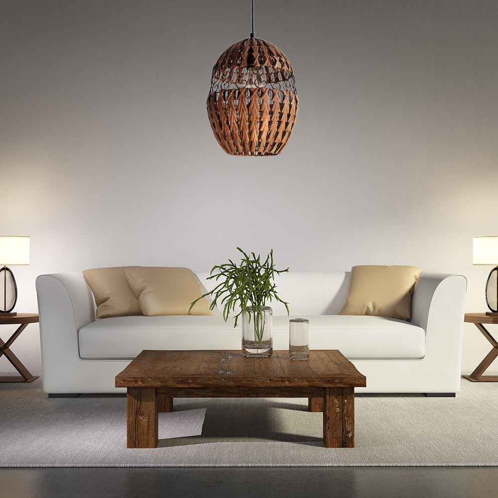 Rustic Rattan Hanging Ceiling Light & Pendant Lamp for Living Room