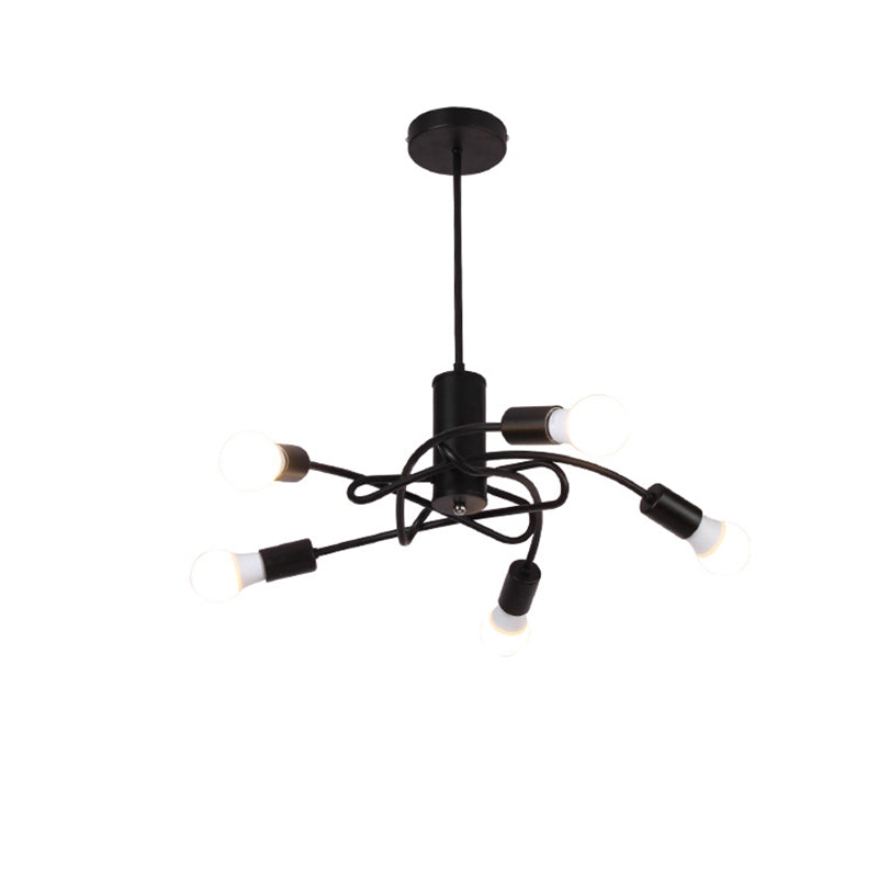 Lustre industriel vintage en métal noir avec ampoules apparentes - Lampe suspendue à 3/5 lumières pour cuisine