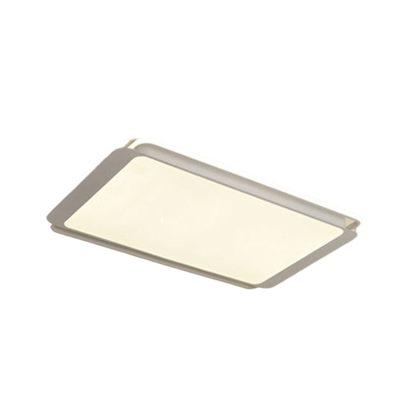 Simple Metal Integrated LED Flush Mount Ceiling Light Fixture - White Rectangular Design for Living Room, 35.5"/43" Wide - Warm/White Illumination