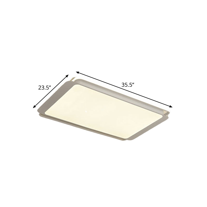 Simple Metal Integrated LED Flush Mount Ceiling Light Fixture - White Rectangular Design for Living Room, 35.5"/43" Wide - Warm/White Illumination