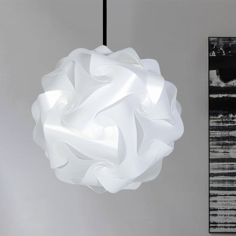 Contemporary Acrylic Globe Hanging Lamp Set - White/Red/Pink, 1-Light Pendant Light, 8"/9"/10" Dia (Pack of 2)