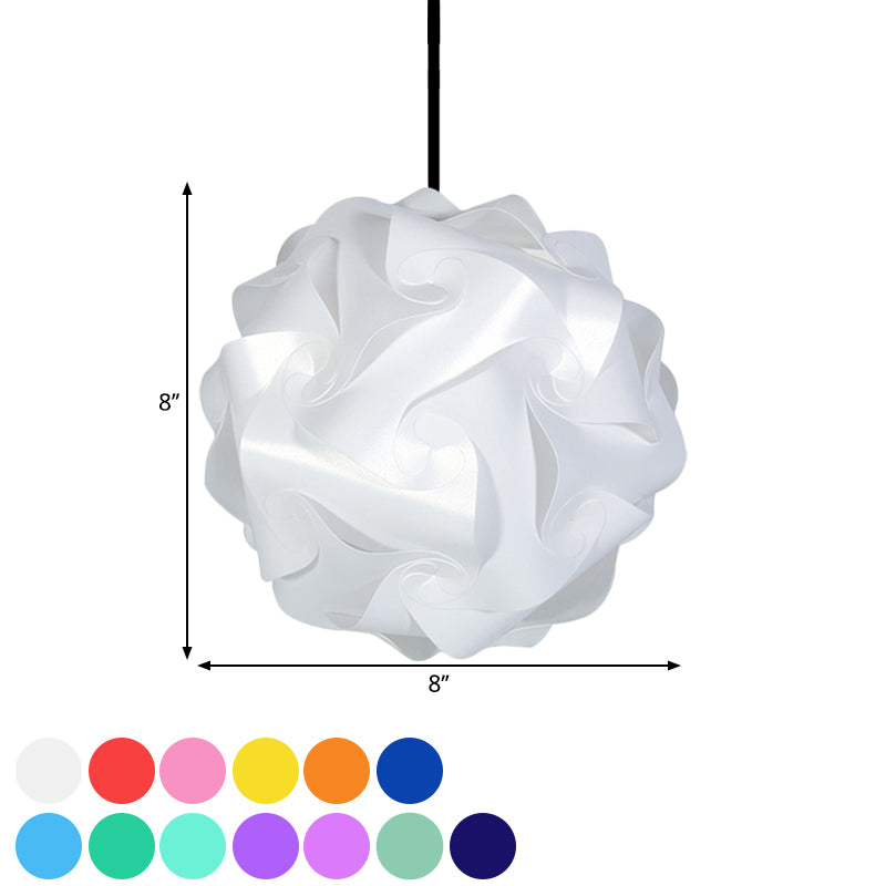 Contemporary Acrylic Globe Hanging Lamp Set - White/Red/Pink, 1-Light Pendant Light, 8"/9"/10" Dia (Pack of 2)