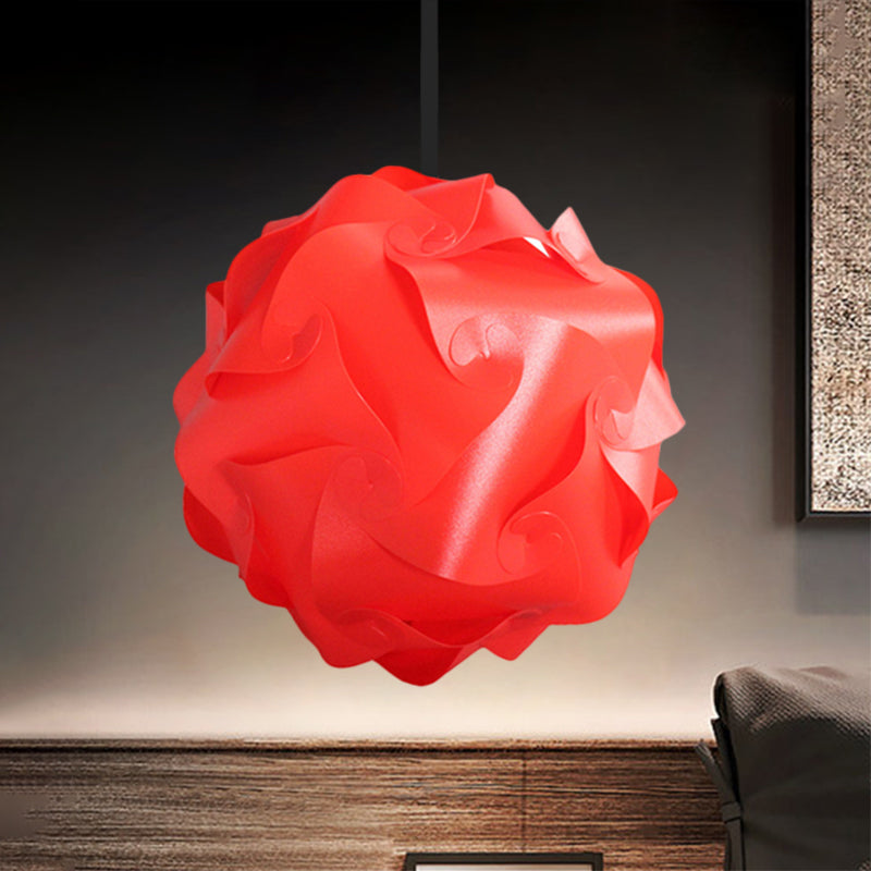 Contemporary Hanging Globe Lamp Set - White/Red/Pink 1-Light Acrylic Ceiling Pendant Light 8/9/10